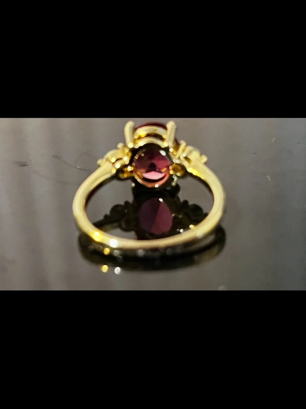 14 k gold plated red & white synthetic cz ring and bracelet